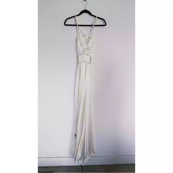 Cult Gaia Silk Salee open-back gown white US 10 - Picture 12 of 16